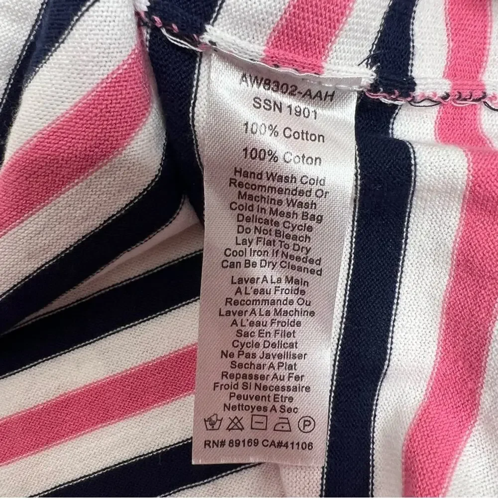 ATM Striped Long Sleeve Sweater Knit Top Cotton Pink Blue White Size XS - Picture 7 of 10